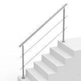 Darrahopens Pet Care > Dog Supplies > Dog Steps & Ramps VEVOR Handrails for Outdoor Steps, 70.9in Length 2 Crossbars Stair Hand Rail Kit, Transitional Stainless Steel Railings w/ Installation Kit, Double-column Staircase Handrails for Seniors,Porch & Deck