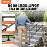 Darrahopens Pet Care > Dog Supplies > Dog Steps & Ramps VEVOR Iron Handrail Stair Railing Hand Rail Kit 1-4 Steps Outdoor Black w/ Bars