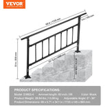 Darrahopens Pet Care > Dog Supplies > Dog Steps & Ramps VEVOR Iron Handrail Stair Railing Hand Rail Kit 1-4 Steps Outdoor Black w/ Bars