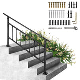 Darrahopens Pet Care > Dog Supplies > Dog Steps & Ramps VEVOR Iron Handrail Stair Railing Hand Rail Kit 1-4 Steps Outdoor Black w/ Bars