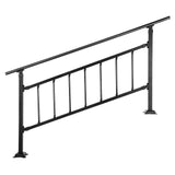 Darrahopens Pet Care > Dog Supplies > Dog Steps & Ramps VEVOR Iron Handrail Stair Railing Hand Rail Kit 1-4 Steps Outdoor Black w/ Bars