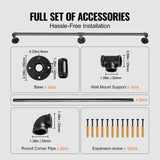 Darrahopens Pet Care > Dog Supplies > Dog Steps & Ramps VEVOR Pipe Stair Handrail, 1.8m Staircase Handrail, 200KG Load Capacity Carbon Steel Pipe Handrail, Industrial Pipe Handrail with Wall Mount Support, Round Corner Wall Handrailings for Indoor, Outdoor