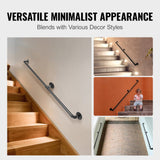 Darrahopens Pet Care > Dog Supplies > Dog Steps & Ramps VEVOR Pipe Stair Handrail, 1.8m Staircase Handrail, 200KG Load Capacity Carbon Steel Pipe Handrail, Industrial Pipe Handrail with Wall Mount Support, Round Corner Wall Handrailings for Indoor, Outdoor