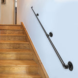 Darrahopens Pet Care > Dog Supplies > Dog Steps & Ramps VEVOR Pipe Stair Handrail, 11FT Staircase Handrail, 440LBS Load Capacity Carbon Steel Pipe Handrail, Industrial Pipe Handrail with Wall Mount Support, Round Corner Wall Handrailing for Indoor, Outdoor