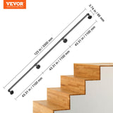 Darrahopens Pet Care > Dog Supplies > Dog Steps & Ramps VEVOR Pipe Stair Handrail, 11FT Staircase Handrail, 440LBS Load Capacity Carbon Steel Pipe Handrail, Industrial Pipe Handrail with Wall Mount Support, Round Corner Wall Handrailing for Indoor, Outdoor