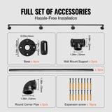 Darrahopens Pet Care > Dog Supplies > Dog Steps & Ramps VEVOR Pipe Stair Handrail, 11FT Staircase Handrail, 440LBS Load Capacity Carbon Steel Pipe Handrail, Industrial Pipe Handrail with Wall Mount Support, Round Corner Wall Handrailing for Indoor, Outdoor