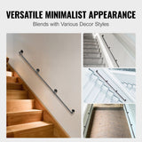 Darrahopens Pet Care > Dog Supplies > Dog Steps & Ramps VEVOR Pipe Stair Handrail, 11FT Staircase Handrail, 440LBS Load Capacity Carbon Steel Pipe Handrail, Industrial Pipe Handrail with Wall Mount Support, Round Corner Wall Handrailing for Indoor, Outdoor