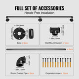 Darrahopens Pet Care > Dog Supplies > Dog Steps & Ramps VEVOR Pipe Stair Handrail, 7FT Staircase Handrail, 440LBS Load Capacity Carbon Steel Pipe Handrail, Industrial Pipe Handrail with Wall Mount Support, Round Corner Wall Handrailings for Indoor, Outdoor