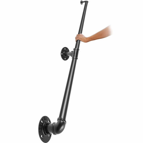Darrahopens Pet Care > Dog Supplies > Dog Steps & Ramps VEVOR Pipe Stair Handrail, 7FT Staircase Handrail, 440LBS Load Capacity Carbon Steel Pipe Handrail, Industrial Pipe Handrail with Wall Mount Support, Round Corner Wall Handrailings for Indoor, Outdoor