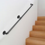 Darrahopens Pet Care > Dog Supplies > Dog Steps & Ramps VEVOR Pipe Stair Handrail, 7FT Staircase Handrail, 440LBS Load Capacity Carbon Steel Pipe Handrail, Industrial Pipe Handrail with Wall Mount Support, Round Corner Wall Handrailings for Indoor, Outdoor