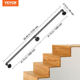 Darrahopens Pet Care > Dog Supplies > Dog Steps & Ramps VEVOR Pipe Stair Handrail, 7FT Staircase Handrail, 440LBS Load Capacity Carbon Steel Pipe Handrail, Industrial Pipe Handrail with Wall Mount Support, Round Corner Wall Handrailings for Indoor, Outdoor