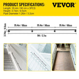 Darrahopens Pet Care > Dog Supplies > Dog Steps & Ramps VEVOR Pipe Stair Handrail, 9FT Staircase Handrail, 440LBS Load Capacity Carbon Steel Pipe Handrail, Industrial Pipe Handrail with Wall Mount Support, Round Corner Wall Handrailings for Indoor, Outdoor