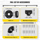 Darrahopens Pet Care > Dog Supplies > Dog Steps & Ramps VEVOR Pipe Stair Handrail, 9FT Staircase Handrail, 440LBS Load Capacity Carbon Steel Pipe Handrail, Industrial Pipe Handrail with Wall Mount Support, Round Corner Wall Handrailings for Indoor, Outdoor