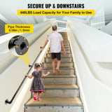 Darrahopens Pet Care > Dog Supplies > Dog Steps & Ramps VEVOR Pipe Stair Handrail, 9FT Staircase Handrail, 440LBS Load Capacity Carbon Steel Pipe Handrail, Industrial Pipe Handrail with Wall Mount Support, Round Corner Wall Handrailings for Indoor, Outdoor