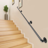 Darrahopens Pet Care > Dog Supplies > Dog Steps & Ramps VEVOR Pipe Stair Handrail, 9FT Staircase Handrail, 440LBS Load Capacity Carbon Steel Pipe Handrail, Industrial Pipe Handrail with Wall Mount Support, Round Corner Wall Handrailings for Indoor, Outdoor