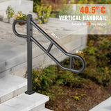 Darrahopens Pet Care > Dog Supplies > Dog Steps & Ramps VEVOR Single Post Handrail for Outdoor 1-3 Steps, 40.5" L x 35.4" H Metal Bent Stair Handrails, Floor Mounted Carbon Steel Stair Railing, U-Shaped Post Grab Rails with 2 Anti-Skid Crossbar for Garage