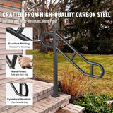 Darrahopens Pet Care > Dog Supplies > Dog Steps & Ramps VEVOR Single Post Handrail for Outdoor 1-3 Steps, 40.5" L x 35.4" H Metal Bent Stair Handrails, Floor Mounted Carbon Steel Stair Railing, U-Shaped Post Grab Rails with 2 Anti-Skid Crossbar for Garage