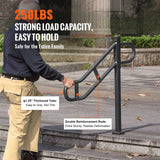 Darrahopens Pet Care > Dog Supplies > Dog Steps & Ramps VEVOR Single Post Handrail for Outdoor 1-3 Steps, 40.5" L x 35.4" H Metal Bent Stair Handrails, Floor Mounted Carbon Steel Stair Railing, U-Shaped Post Grab Rails with 2 Anti-Skid Crossbar for Garage