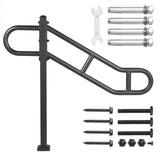 Darrahopens Pet Care > Dog Supplies > Dog Steps & Ramps VEVOR Single Post Handrail for Outdoor 1-3 Steps, 40.5" L x 35.4" H Metal Bent Stair Handrails, Floor Mounted Carbon Steel Stair Railing, U-Shaped Post Grab Rails with 2 Anti-Skid Crossbar for Garage