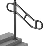 Darrahopens Pet Care > Dog Supplies > Dog Steps & Ramps VEVOR Single Post Handrail for Outdoor 1-3 Steps, 40.5" L x 35.4" H Metal Bent Stair Handrails, Floor Mounted Carbon Steel Stair Railing, U-Shaped Post Grab Rails with 2 Anti-Skid Crossbar for Garage