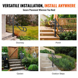 Darrahopens Pet Care > Dog Supplies > Dog Steps & Ramps VEVOR Single Post Handrail for Outdoor 1-3 Steps, 40.5" L x 35.4" H Metal Bent Stair Handrails, Floor Mounted Carbon Steel Stair Railing, U-Shaped Post Grab Rails with 2 Anti-Skid Crossbar for Garage