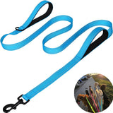 Darrahopens Pet Care > Dog Supplies > Dog Training Aids Blue 2.5 Meter Heavy Duty Reflective Dog Leash | Double Padded Traffic Handle | Anti-Chafe Tightly Woven Nylon for Large Dogs