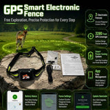 GPS Smart Pet Fence Training Collar with Wireless Boundary Control, Bluetooth App Customization, and Rechargeable Battery for Outdoor Dog Training and Safety (Black)