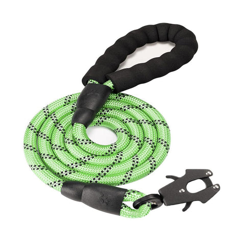 Darrahopens Pet Care > Dog Supplies > Dog Training Aids Green High Strength Nylon Rope Dog Leash | 1.5M Heavy Duty Lead with Anodized Frog Clip | Padded Comfort Handle for Training