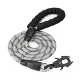Darrahopens Pet Care > Dog Supplies > Dog Training Aids Grey High Strength Nylon Rope Dog Leash | 1.5M Heavy Duty Lead with Anodized Frog Clip | Padded Comfort Handle for Training