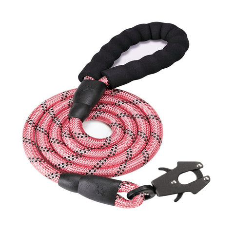 Darrahopens Pet Care > Dog Supplies > Dog Training Aids Pink High Strength Nylon Rope Dog Leash | 1.5M Heavy Duty Lead with Anodized Frog Clip | Padded Comfort Handle for Training