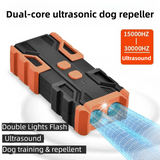 Darrahopens Pet Care > Dog Supplies > Dog Training Aids Portable Double-Head Mech Model Ultrasonic Dog Repeller & Trainer with LED Flashlight - Multi-Function Pet Safety Device for Outdoors