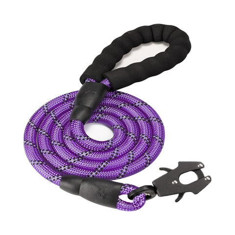 Darrahopens Pet Care > Dog Supplies > Dog Training Aids Purple High Strength Nylon Rope Dog Leash | 1.5M Heavy Duty Lead with Anodized Frog Clip | Padded Comfort Handle for Training
