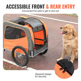 Darrahopens Pet Care > Dog Supplies > Dog Training Aids VEVOR Dog Bike Trailer, Supports up to 30 kg, Pet Cart Bicycle Carrier, Easy Folding Frame with Quick Release Wheels, Universal Bicycle Coupler, Reflectors, Flag, Collapsible to Store, Orange/Gray