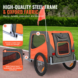 Darrahopens Pet Care > Dog Supplies > Dog Training Aids VEVOR Dog Bike Trailer, Supports up to 30 kg, Pet Cart Bicycle Carrier, Easy Folding Frame with Quick Release Wheels, Universal Bicycle Coupler, Reflectors, Flag, Collapsible to Store, Orange/Gray