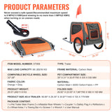 Darrahopens Pet Care > Dog Supplies > Dog Training Aids VEVOR Dog Bike Trailer, Supports up to 30 kg, Pet Cart Bicycle Carrier, Easy Folding Frame with Quick Release Wheels, Universal Bicycle Coupler, Reflectors, Flag, Collapsible to Store, Orange/Gray