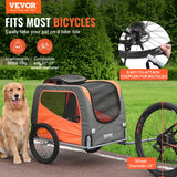 Darrahopens Pet Care > Dog Supplies > Dog Training Aids VEVOR Dog Bike Trailer, Supports up to 30 kg, Pet Cart Bicycle Carrier, Easy Folding Frame with Quick Release Wheels, Universal Bicycle Coupler, Reflectors, Flag, Collapsible to Store, Orange/Gray
