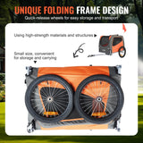 Darrahopens Pet Care > Dog Supplies > Dog Training Aids VEVOR Dog Bike Trailer, Supports up to 30 kg, Pet Cart Bicycle Carrier, Easy Folding Frame with Quick Release Wheels, Universal Bicycle Coupler, Reflectors, Flag, Collapsible to Store, Orange/Gray