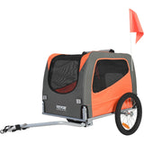 Darrahopens Pet Care > Dog Supplies > Dog Training Aids VEVOR Dog Bike Trailer, Supports up to 30 kg, Pet Cart Bicycle Carrier, Easy Folding Frame with Quick Release Wheels, Universal Bicycle Coupler, Reflectors, Flag, Collapsible to Store, Orange/Gray