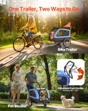 Darrahopens Pet Care > Dog Supplies > Dog Training Aids VEVOR Dog Bike Trailer, Supports up to 40 kg, 2-in-1 Pet Stroller Cart Bicycle Carrier for Small & Large Dogs, Easy Folding Frame with Quick Release Wheel, Universal Bicycle Coupler, Internal Leash