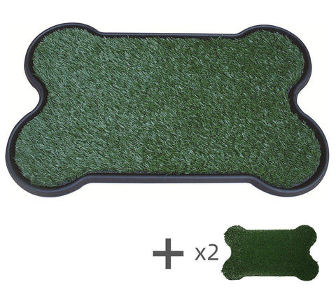 Darrahopens Pet Care > Dog Supplies YES4PETS Dog Puppy Toilet Grass Potty Training Mat Loo Pad Bone Shape Indoor with 3 grass