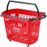 Darrahopens Pet Care > Farm Supplies > Beekeeping VEVOR Shopping Baskets, 6PCS, 39L Shopping Carts with Handles, Plastic Rolling Shopping Basket with Wheels, Large Portable Shopping Basket Set for Supermarkets, Retail Stores, Grocery Shopping, Red
