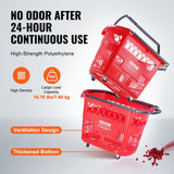 Darrahopens Pet Care > Farm Supplies > Beekeeping VEVOR Shopping Baskets, 6PCS, 39L Shopping Carts with Handles, Plastic Rolling Shopping Basket with Wheels, Large Portable Shopping Basket Set for Supermarkets, Retail Stores, Grocery Shopping, Red