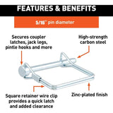 Darrahopens Pet Care > Farm Supplies > Farm Equipment 12 pcs Square Locking Pin 5/16 Inch (8Mm) High Quality Galvanized Carbon Steel Safety Self Locking Pin For Tractor Farm