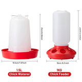 Darrahopens Pet Care > Farm Supplies > Farm Equipment 1L Chick Food Feeder and 1.5L Chicken Water Feeder Kit for Chick Aviaries