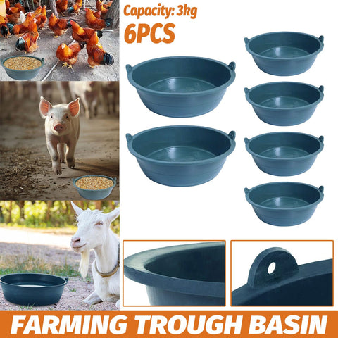 Darrahopens Pet Care > Farm Supplies > Farm Equipment Chicken Feeding Basin 6pcs Plastic Breeding Trough Bowl Farm Feeder Container