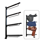 Darrahopens Pet Care > Farm Supplies > Farm Equipment Samland Foldable 4-Tier Saddle Rack Wall Mounted Saddle Stand Space-Saving Steel Holder for Horse Tack