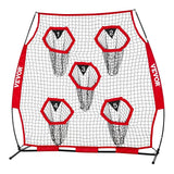 Darrahopens Pet Care > Farm Supplies > Farm Equipment VEVOR 1828.8x1828.8mm Football Trainer Throwing Net, Training Throwing Target Practice Net with 5 Target Pockets, Knotless Net Includes Straps and Portable Carry Case, Improve QB Throwing Accuracy,Red