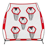 Darrahopens Pet Care > Farm Supplies > Farm Equipment VEVOR 1828.8x1828.8mm Football Trainer Throwing Net, Training Throwing Target Practice Net with 5 Target Pockets, Knotless Net Includes Straps and Portable Carry Case, Improve QB Throwing Accuracy,Red