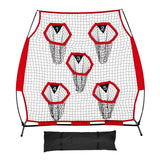 Darrahopens Pet Care > Farm Supplies > Farm Equipment VEVOR 1828.8x1828.8mm Football Trainer Throwing Net, Training Throwing Target Practice Net with 5 Target Pockets, Knotless Net Includes Straps and Portable Carry Case, Improve QB Throwing Accuracy,Red