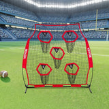 Darrahopens Pet Care > Farm Supplies > Farm Equipment VEVOR 1828.8x1828.8mm Football Trainer Throwing Net, Training Throwing Target Practice Net with 5 Target Pockets, Knotless Net Includes Straps and Portable Carry Case, Improve QB Throwing Accuracy,Red